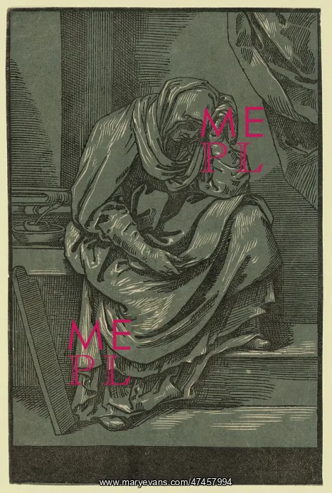  : Sibyll. Print shows a seated woman, draped head bowed