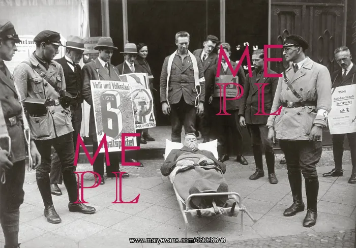 : Sickbed in front of a polling station : Sickbed in front of a polling station