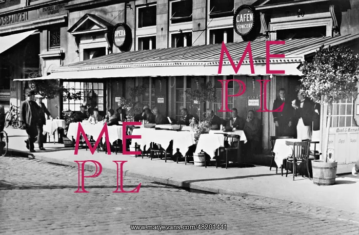 : Sidewalk cafe in Copenhagen, 1932 : Sidewalk cafe in Copenhagen, 1932