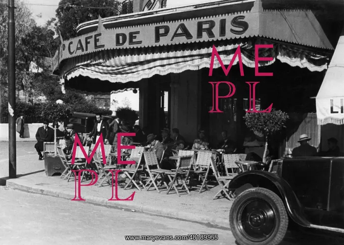 : Sidewalk cafe in Tangier, 1934 : Sidewalk cafe in Tangier, 1934