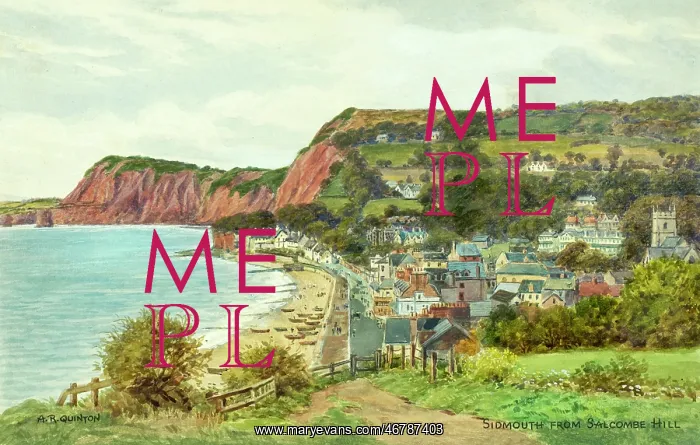 : Sidmouth, Devon, viewed from Salcombe Hill : Sidmouth, Devon, viewed from Salcombe Hill