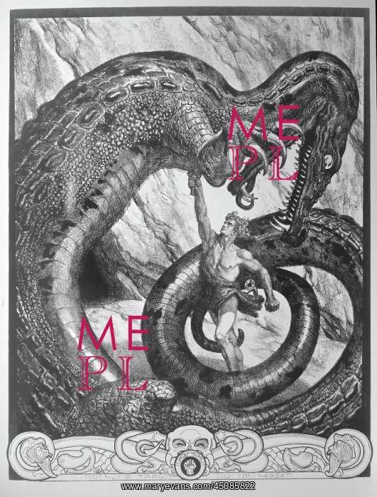: Siegfried slaying the dragon, engraving : Siegfried slaying the dragon, engraving