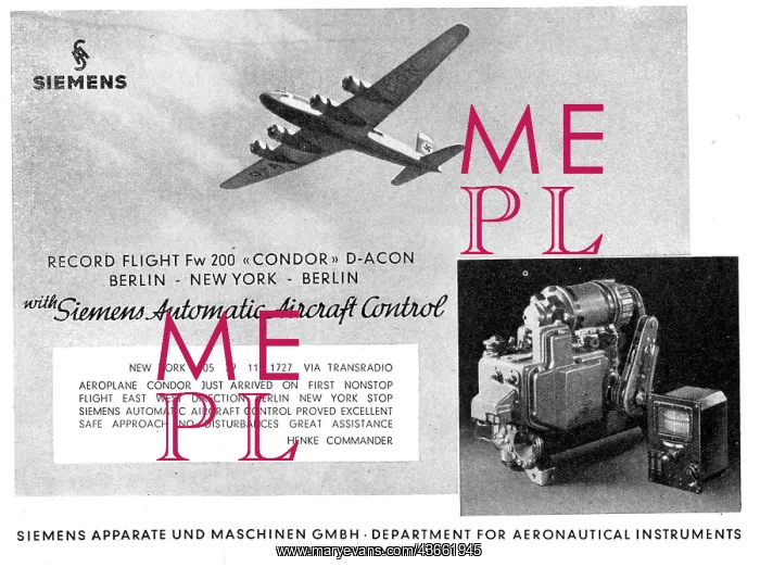 : Siemens Automatic Aircraft Control. Autopilot 1938 : Siemens Automatic Aircraft Control. Autopilot 1938