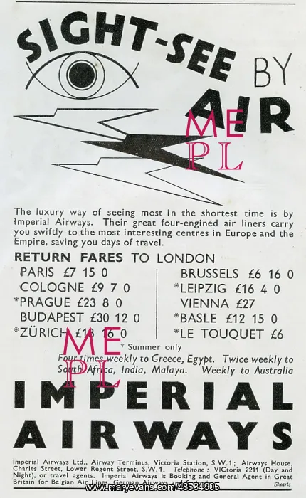  : Sight-See by Air, Imperial Airways advert