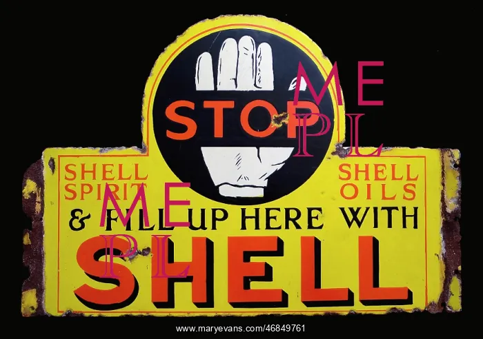 : Sign advertising Shell Spirit and Oils : Sign advertising Shell Spirit and Oils