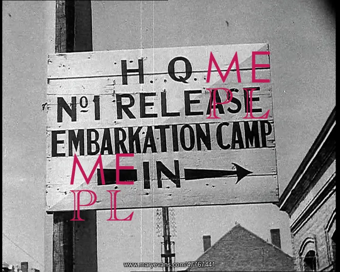 : Sign Reading HQ Release No 1 Embarkation Camp : Sign Reading HQ Release No 1 Embarkation Camp