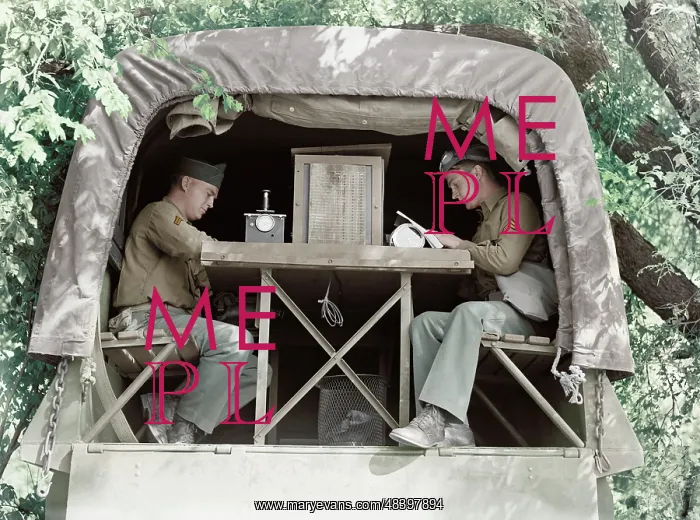 : Signal Corps message center set up during : Signal Corps message center set up during