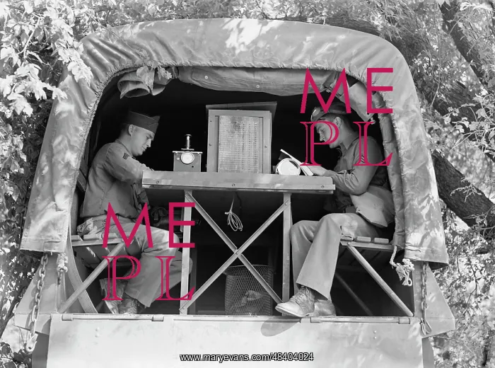 : Signal Corps message center set up during : Signal Corps message center set up during