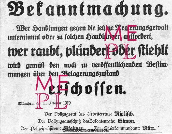 : Signed announcement by Ernst Niekisch, Munich : Signed announcement by Ernst Niekisch, Munich