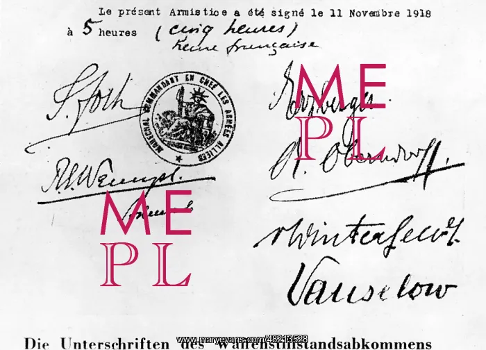 : Signed Armistice Agreement from Compiegne, 1918 : Signed Armistice Agreement from Compiegne, 1918