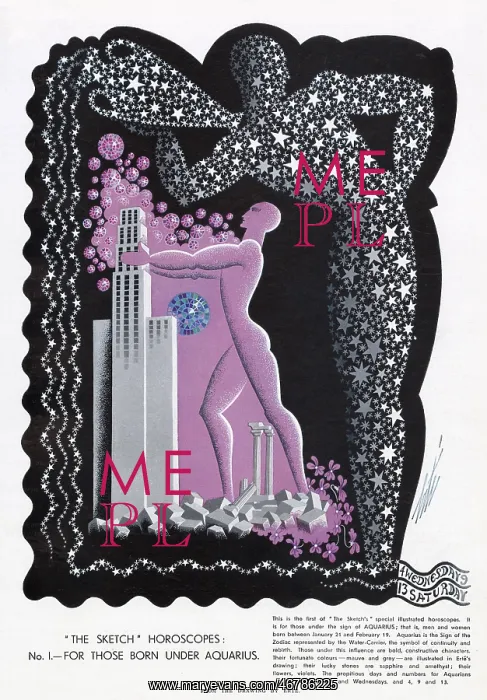 : Signs of the Zodiac by Erte - Aquarius : Signs of the Zodiac by Erte - Aquarius