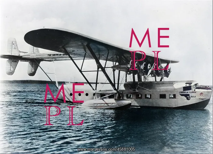 : Sikorsky S-40 of Pan Am (forward view) on water : Sikorsky S-40 of Pan Am (forward view) on water