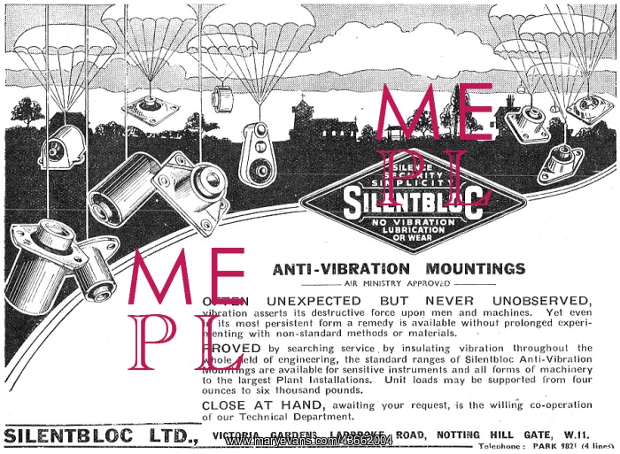 : Silentbloc Anti Vibration Mountings - 1941 : Silentbloc Anti Vibration Mountings - 1941