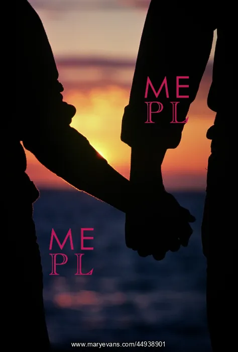 : Silhouette of Anonymous Couple Holding Hands Sunset : Silhouette of Anonymous Couple Holding Hands Sunset