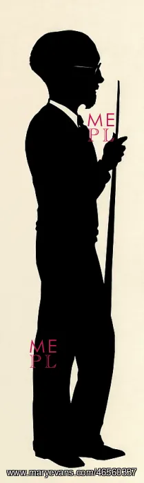 : Silhouette of a bald, bearded man : Silhouette of a bald, bearded man