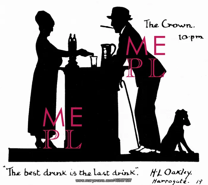 : Silhouette of barmaid and customer in a pub : Silhouette of barmaid and customer in a pub