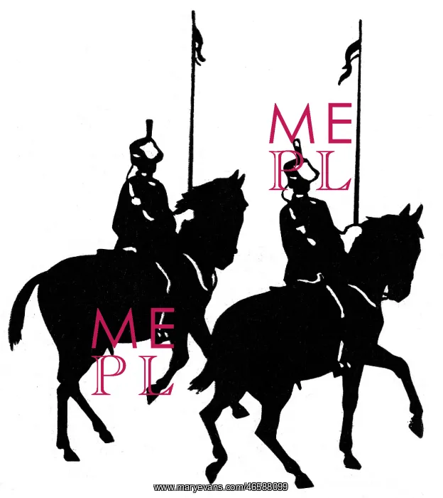 : Silhouette of cavalrymen on horseback : Silhouette of cavalrymen on horseback