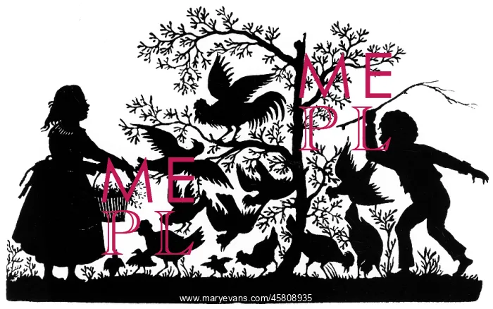 : Silhouette - Children and Birds : Silhouette - Children and Birds