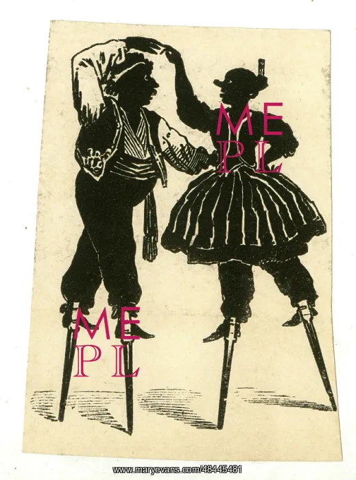  : Silhouette, Circus Stilt Walkers dancing