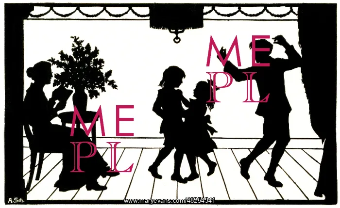 : Silhouette of a dancing family : Silhouette of a dancing family