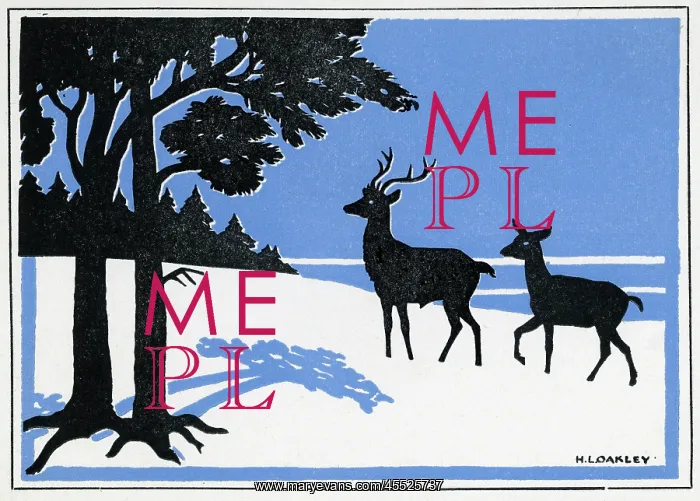  : Silhouette of two deer in the snow