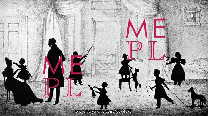 : Silhouette of a family group : Silhouette of a family group