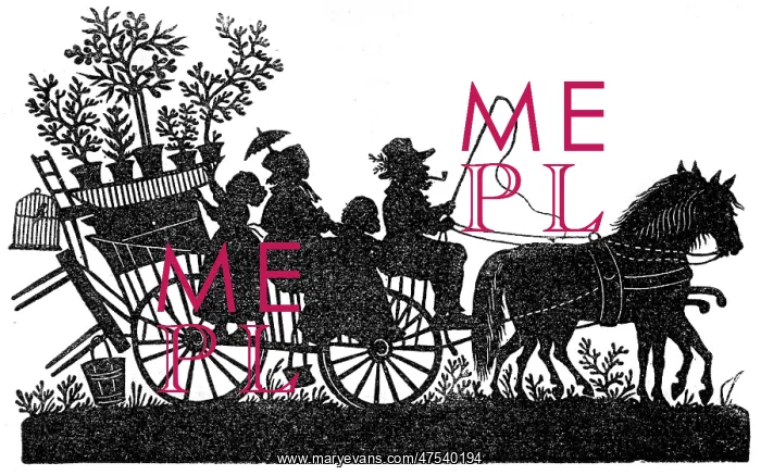 : Silhouette - Family riding on a wagon : Silhouette - Family riding on a wagon