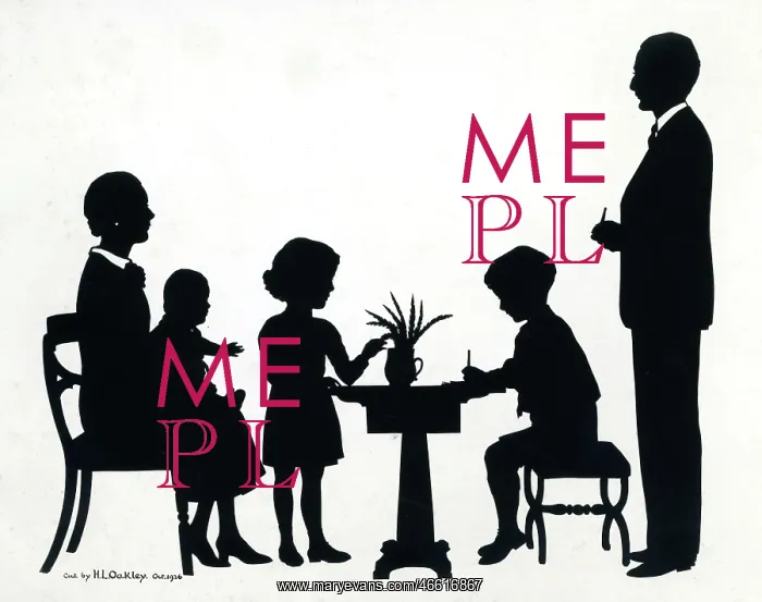 : Silhouette of a family scene : Silhouette of a family scene