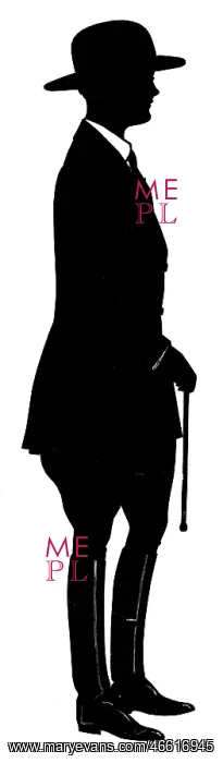 : Silhouette of a figure in riding gear : Silhouette of a figure in riding gear