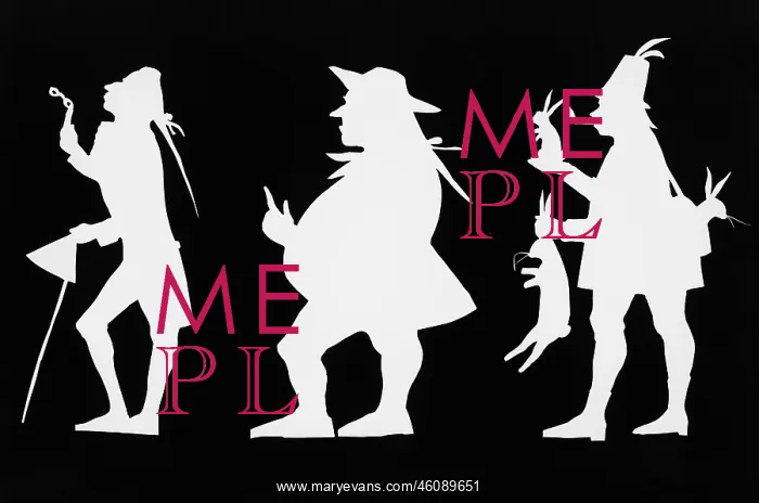 : Silhouette of three figures : Silhouette of three figures