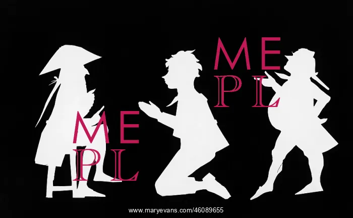 : Silhouette of three figures : Silhouette of three figures