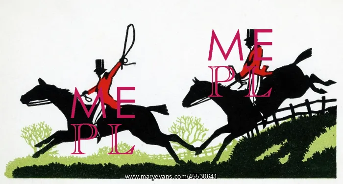 : Silhouette of fox hunting scene : Silhouette of fox hunting scene