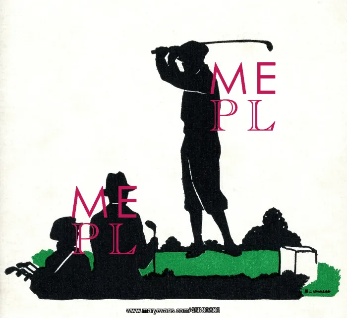 : Silhouette of a golfing scene : Silhouette of a golfing scene
