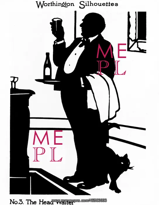 : Silhouette of a head waiter : Silhouette of a head waiter