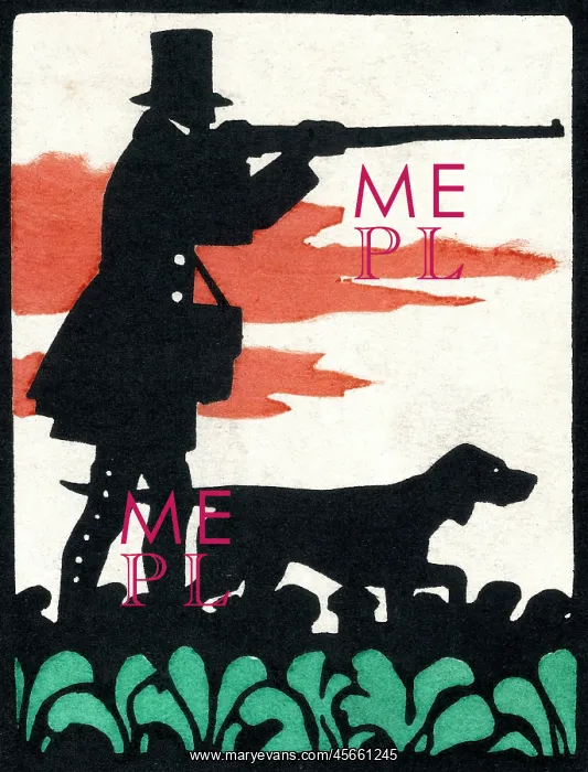 : Silhouette of hunting scene : Silhouette of hunting scene