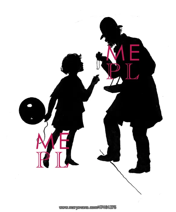 : A silhouette image of a girl with a balloon : A silhouette image of a girl with a balloon
