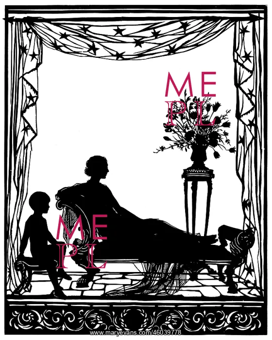 : Silhouette of Lady Diana Cooper with her son : Silhouette of Lady Diana Cooper with her son
