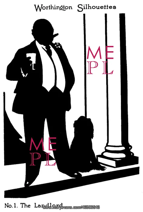 : Silhouette of a landlord and his dog : Silhouette of a landlord and his dog