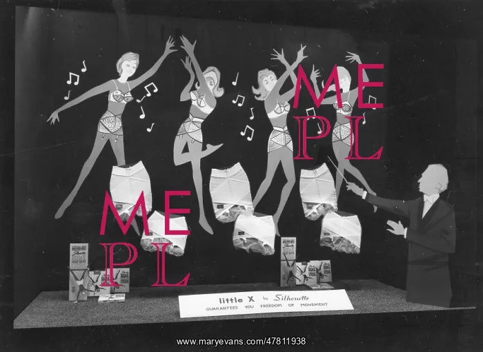 : Silhouette, Little X corsets with Lycra, window display : Silhouette, Little X corsets with Lycra, window display