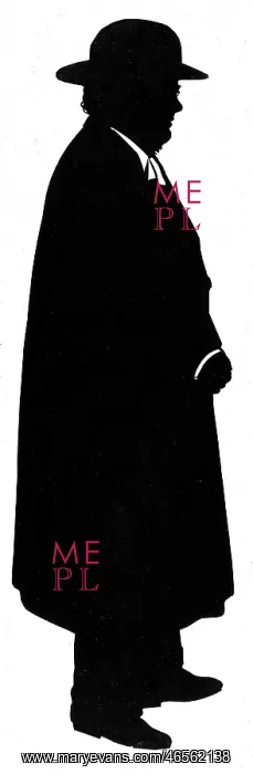 : Silhouette of a man in hat and coat : Silhouette of a man in hat and coat