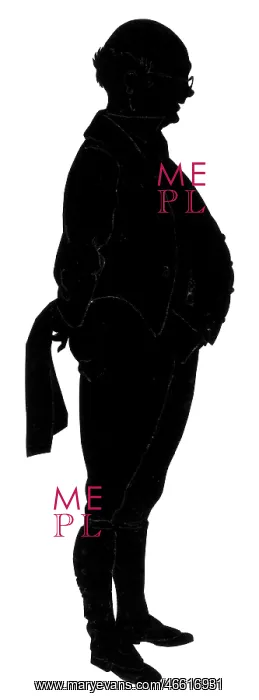 : Silhouette of a man in tailcoat and spectacles : Silhouette of a man in tailcoat and spectacles