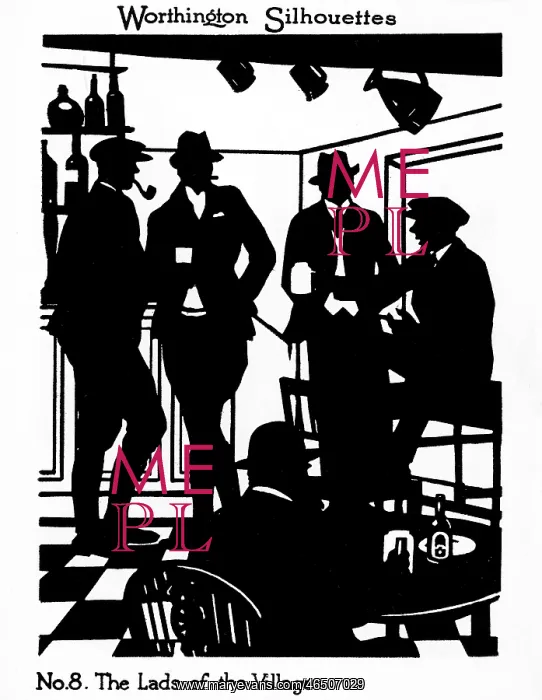 : Silhouette of men in a pub : Silhouette of men in a pub