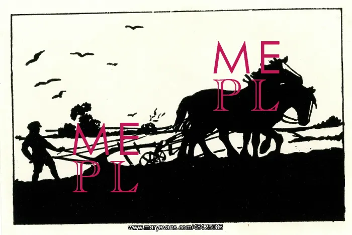  : Silhouette, Ploughman with plough and horses