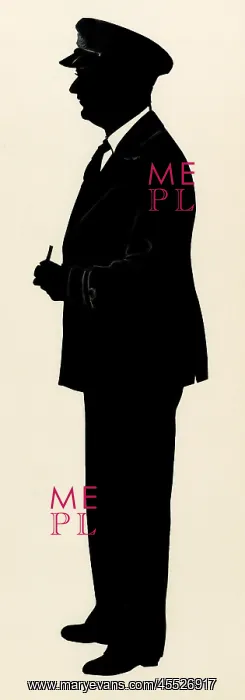 : Silhouette of a Royal Navy Lieutenant in uniform : Silhouette of a Royal Navy Lieutenant in uniform