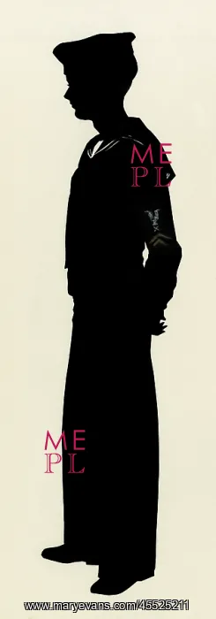 : Silhouette of a Royal Navy sailor in uniform : Silhouette of a Royal Navy sailor in uniform