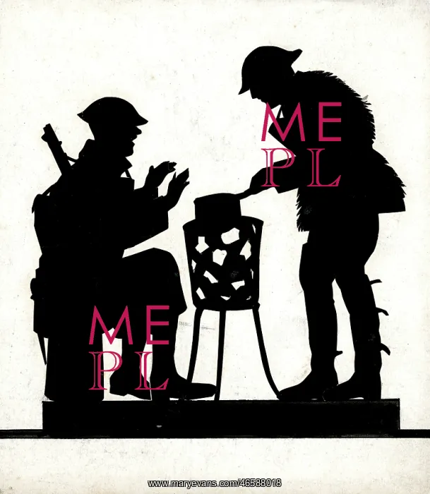 : Silhouette of two soldiers : Silhouette of two soldiers