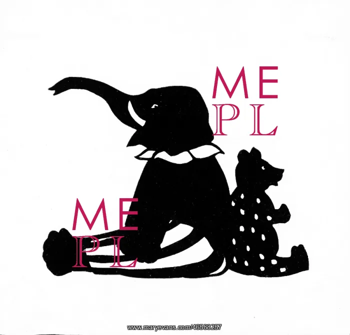 : Silhouette of toy elephant and teddy bear : Silhouette of toy elephant and teddy bear