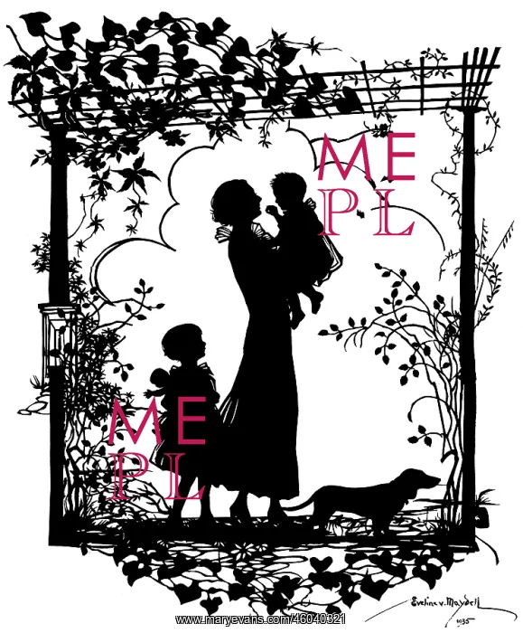 : Silhouette of Viscountess Harcourt with her daughters : Silhouette of Viscountess Harcourt with her daughters