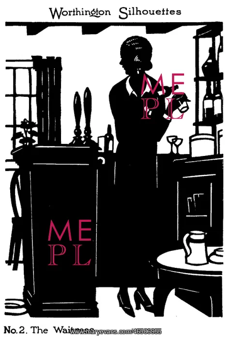 : Silhouette of a waitress : Silhouette of a waitress