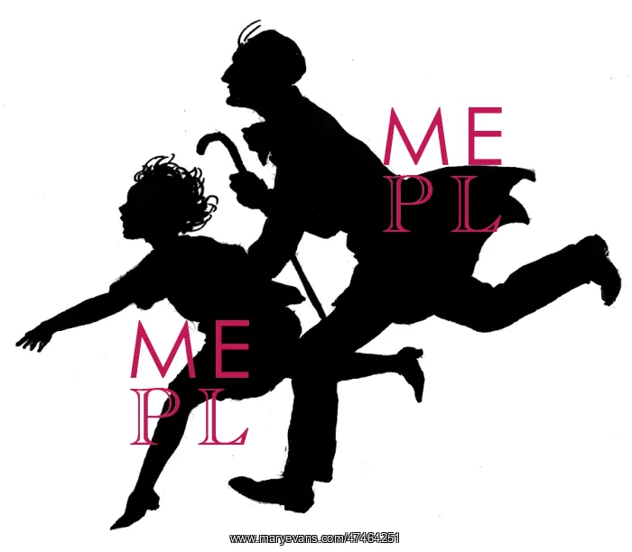 : Silhouette of a young girl and old man : Silhouette of a young girl and old man